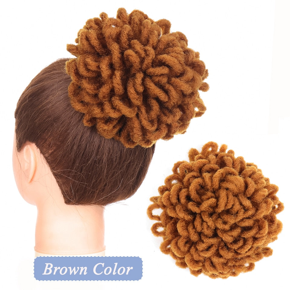Synthetic Hair Bun Afro Chignon Drawstring Ponytail Clip In Pony Tail Black Puff Curly Women Hair Extension Hairpieces