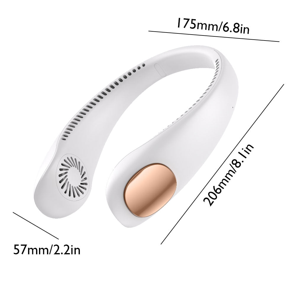 New Portable Hanging Neck Fan Bladeless Fan 3 Speed Adjustable Wearable Neckband Mute Fans USB Rechargeable Neck-mounted Cooler
