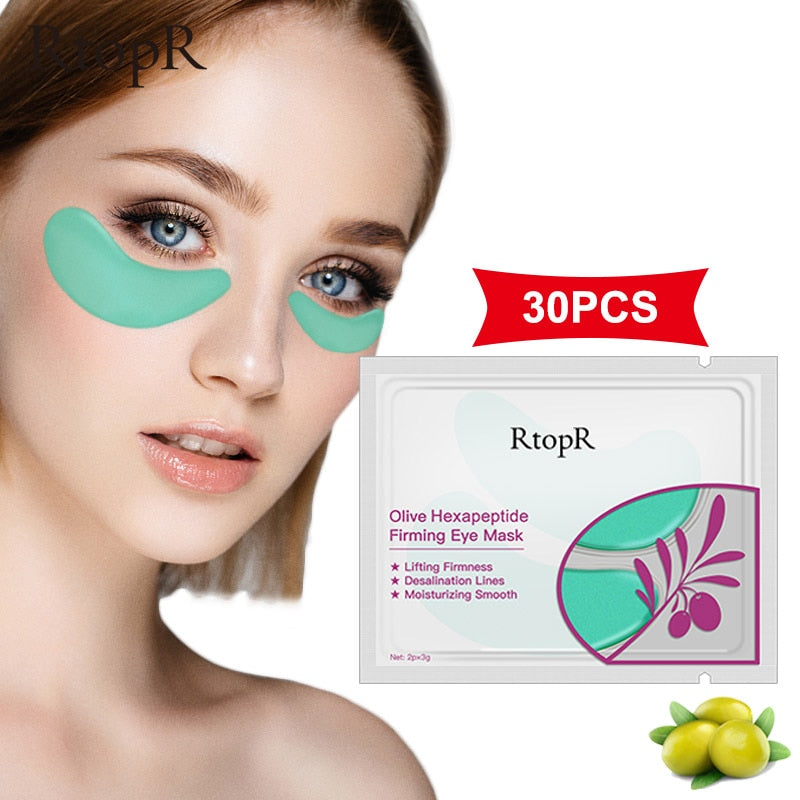 RtopR by Traci K Beauty -30pcs Olive Firming Eye Mask Natural Moisturizing Gel Eye Patches Remove Dark Circles Anti Age Bag Eye Wrinkle Skin Care