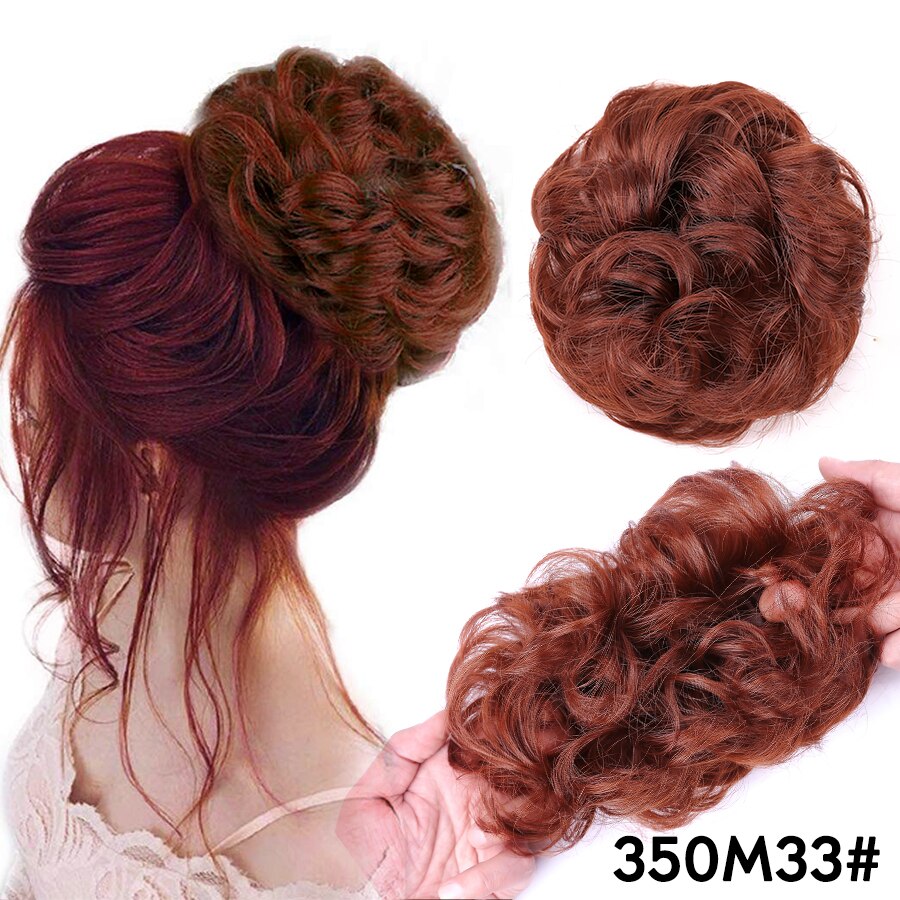 Traci K Beauty Curly Hair Bun Synthetic Hair Bun Chignon Elastic Bands Ponytail Curly Hair Extension Short Hair Messy Donut  Ponytail for Woman