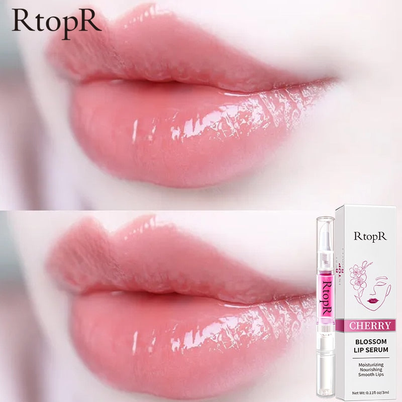 RtopR by Traci K Beauty Cherry Blossom Lip Serum Mask Dry Crack Peeling Repair Reduce Lip Fine Lines Essence Moisturizing Beauty Care 3ml