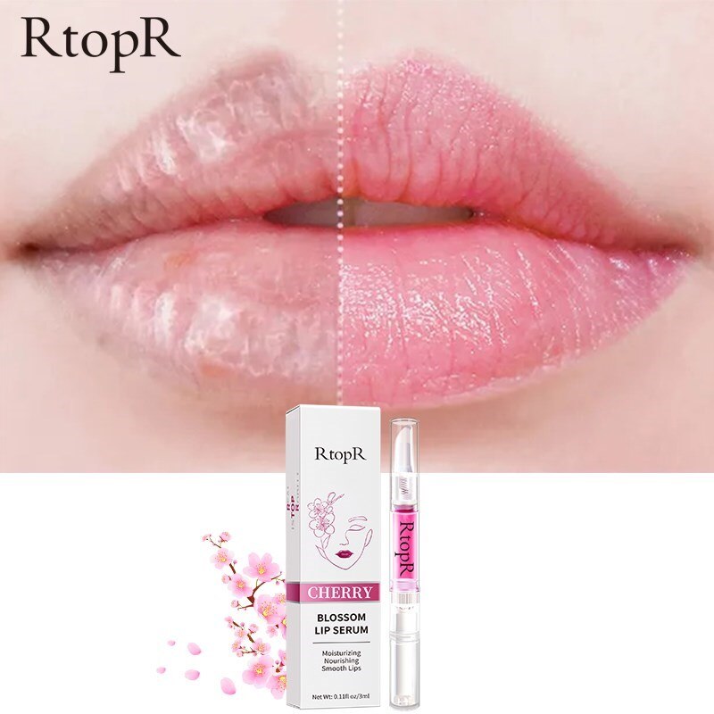 RtopR by Traci K Beauty Cherry Blossom Lip Serum Mask Dry Crack Peeling Repair Reduce Lip Fine Lines Essence Moisturizing Beauty Care 3ml