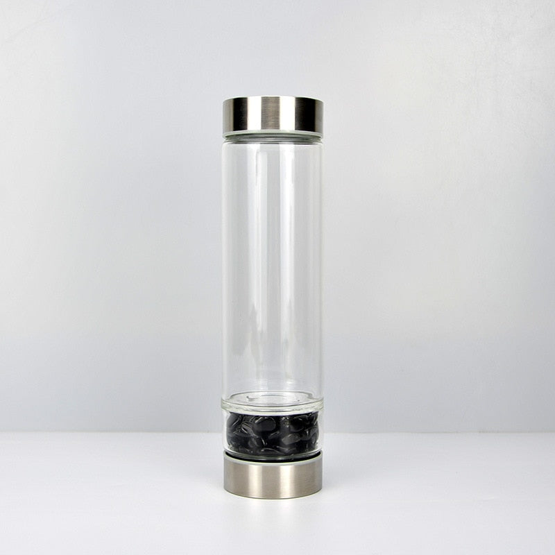 💎Traci K Beauty Gem Water Bottle- Spiritual Healing Water Bottle Crystal Quartz Energy Stone Gravel Spa Health Sport Healing Cup Portable Large Capacity Drink