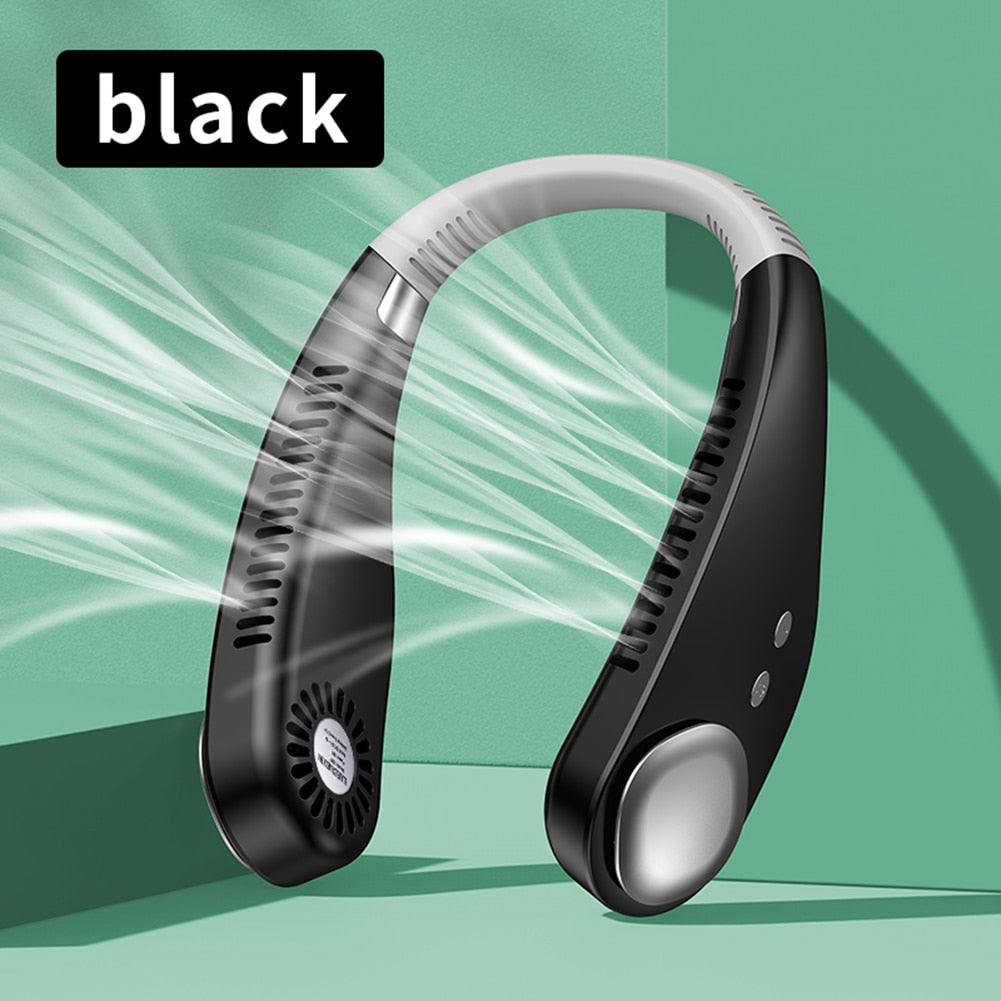 New Portable Hanging Neck Fan Bladeless Fan 3 Speed Adjustable Wearable Neckband Mute Fans USB Rechargeable Neck-mounted Cooler
