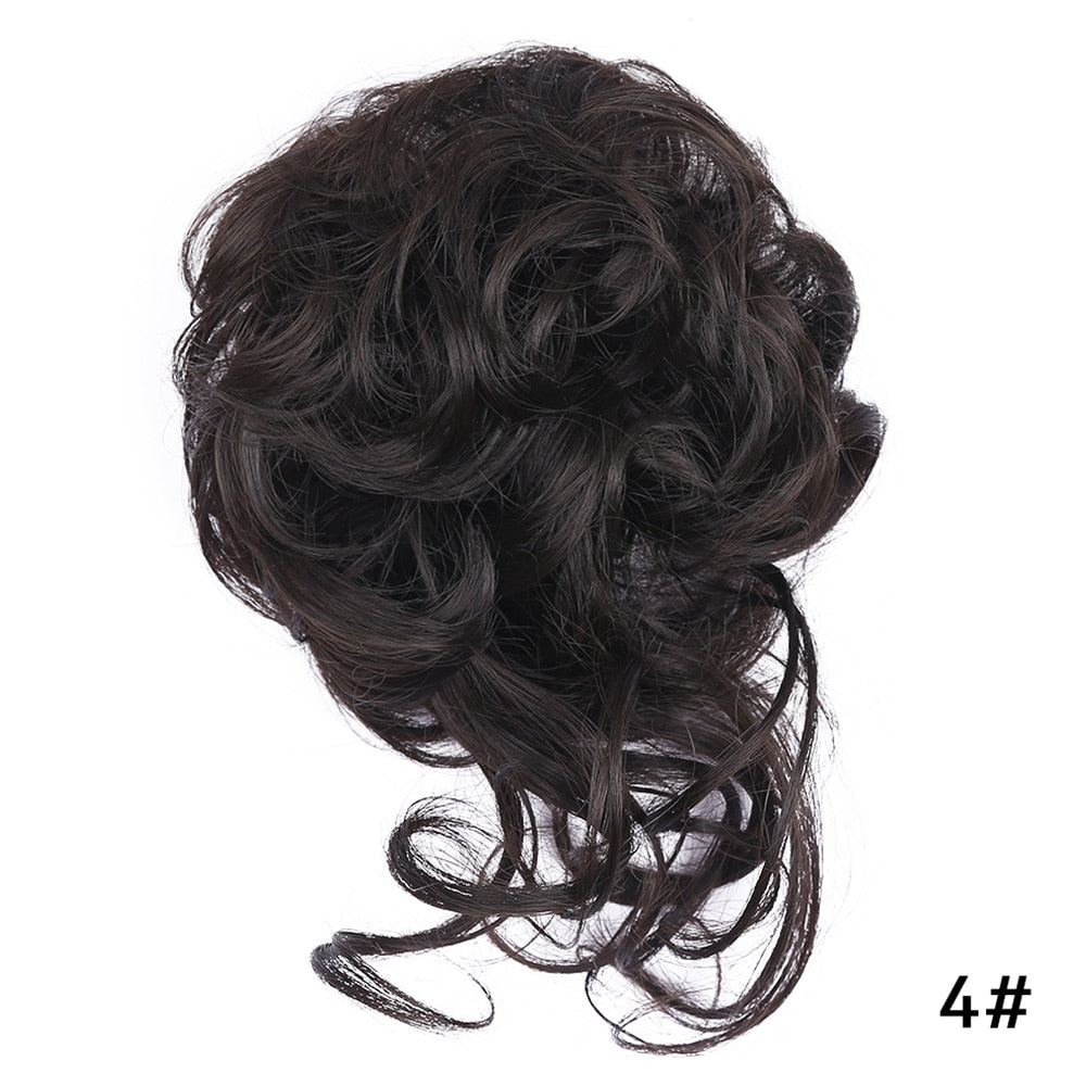 Traci K Beauty Chignon Hair Extension Curly Fake Hair Bun Short Messy Hair Bun Donuts Elastic Drawstring Ponytail Women
