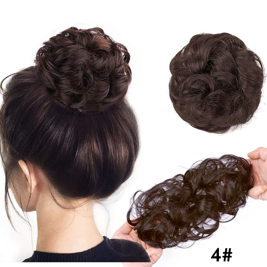 Traci K Beauty Chignon Hair Extension Curly Fake Hair Bun Short Messy Hair Bun Donuts Elastic Drawstring Ponytail Women