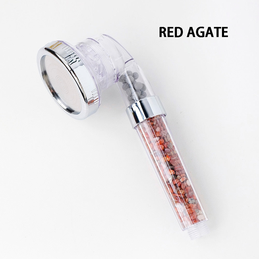 Natural Crystal Seven Chakra Gravels Shower Head Amethyst Gemstone Water Saving Negative Lon Filter Bathroom Appliances