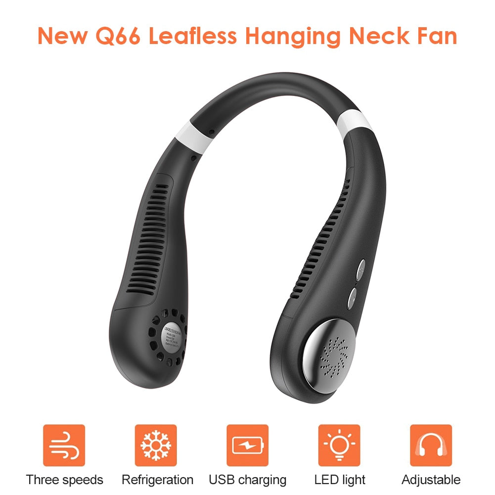 New Portable Hanging Neck Fan Bladeless Fan 3 Speed Adjustable Wearable Neckband Mute Fans USB Rechargeable Neck-mounted Cooler