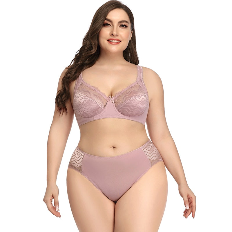 Ultra thin Large size Women's underwear Set Sexy Breathable Comfort Push up Bra Sexy Steel Free Panty Bra Lingerie Brief