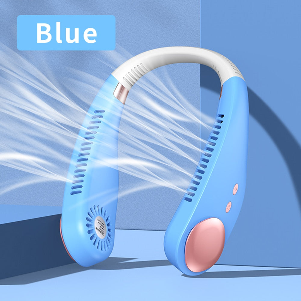 New Portable Hanging Neck Fan Bladeless Fan 3 Speed Adjustable Wearable Neckband Mute Fans USB Rechargeable Neck-mounted Cooler