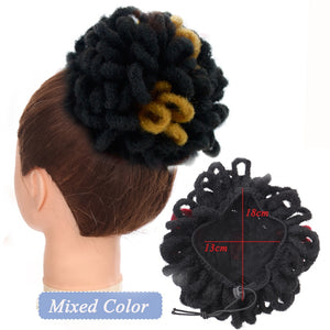 Synthetic Hair Bun Afro Chignon Drawstring Ponytail Clip In Pony Tail Black Puff Curly Women Hair Extension Hairpieces