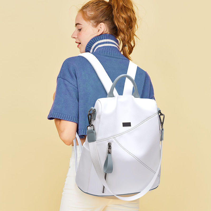 New Simple Fashion Multi-color Versatile Soft Leather Large-capacity Backpack Travel Bag