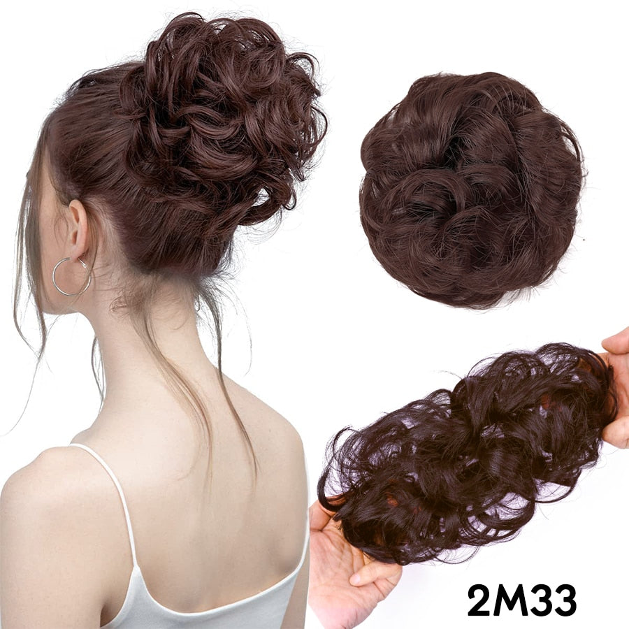 Traci K Beauty Curly Hair Bun Synthetic Hair Bun Chignon Elastic Bands Ponytail Curly Hair Extension Short Hair Messy Donut  Ponytail for Woman