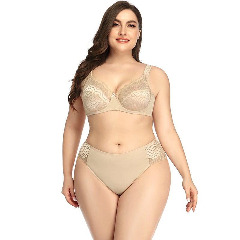 Ultra thin Large size Women's underwear Set Sexy Breathable Comfort Push up Bra Sexy Steel Free Panty Bra Lingerie Brief