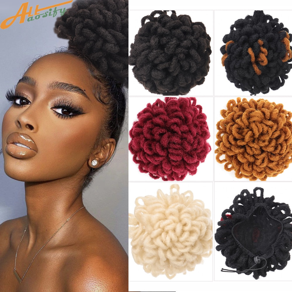 Synthetic Hair Bun Afro Chignon Drawstring Ponytail Clip In Pony Tail Black Puff Curly Women Hair Extension Hairpieces