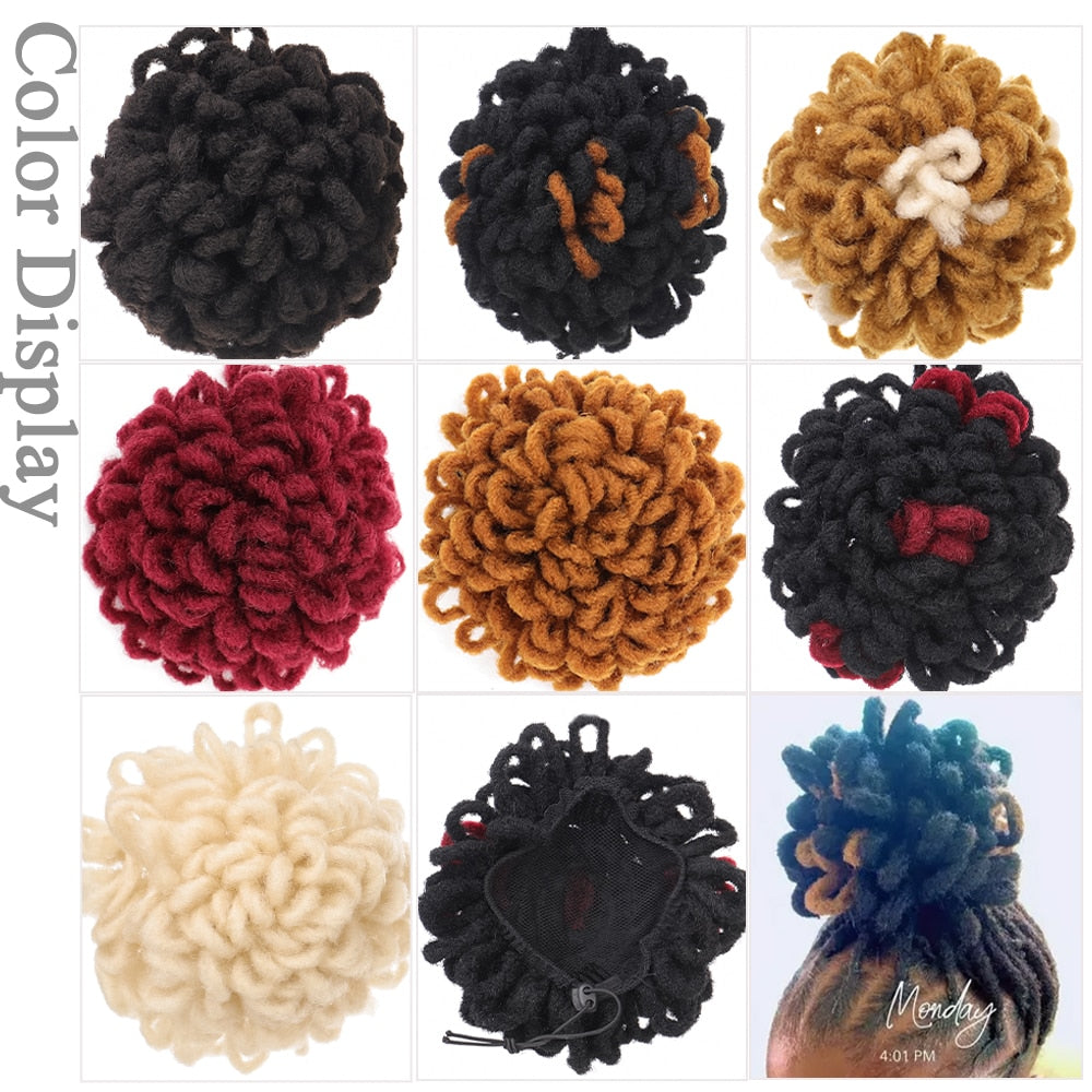 Synthetic Hair Bun Afro Chignon Drawstring Ponytail Clip In Pony Tail Black Puff Curly Women Hair Extension Hairpieces