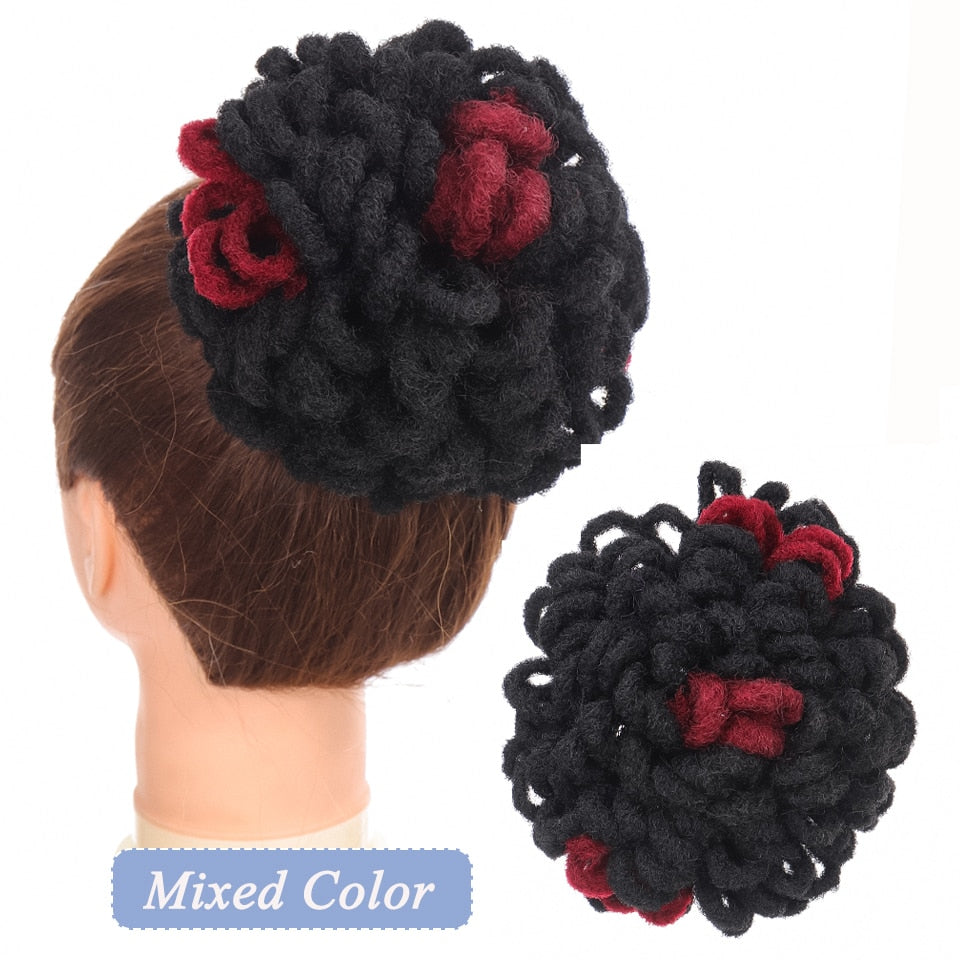 Synthetic Hair Bun Afro Chignon Drawstring Ponytail Clip In Pony Tail Black Puff Curly Women Hair Extension Hairpieces
