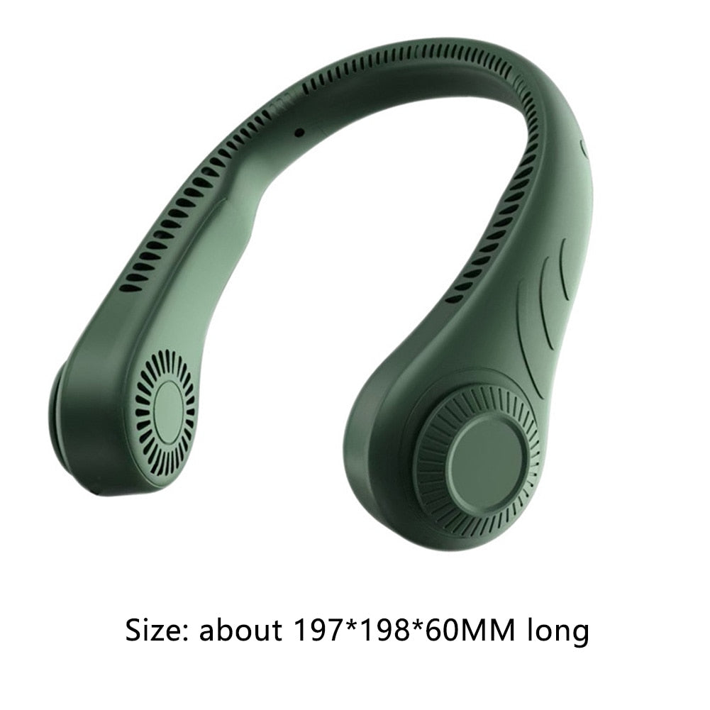 New Portable Hanging Neck Fan Bladeless Fan 3 Speed Adjustable Wearable Neckband Mute Fans USB Rechargeable Neck-mounted Cooler