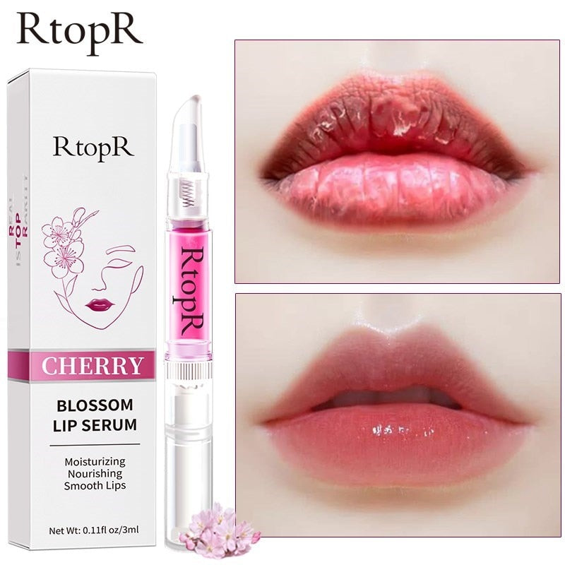 RtopR by Traci K Beauty Cherry Blossom Lip Serum Mask Dry Crack Peeling Repair Reduce Lip Fine Lines Essence Moisturizing Beauty Care 3ml