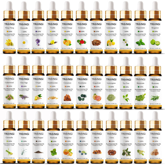 10ml Pure Natural Essential Oils -Jasmine Lavender Rose Vanilla Mint Sage Cinnamon Bergamot Tea Tree Oil with Dropper