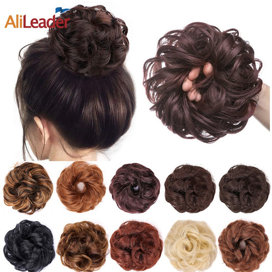Traci K Beauty Curly Hair Bun Synthetic Hair Bun Chignon Elastic Bands Ponytail Curly Hair Extension Short Hair Messy Donut  Ponytail for Woman