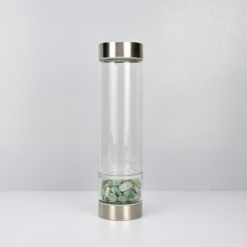 💎Traci K Beauty Gem Water Bottle- Spiritual Healing Water Bottle Crystal Quartz Energy Stone Gravel Spa Health Sport Healing Cup Portable Large Capacity Drink