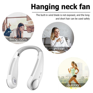 New Portable Hanging Neck Fan Bladeless Fan 3 Speed Adjustable Wearable Neckband Mute Fans USB Rechargeable Neck-mounted Cooler