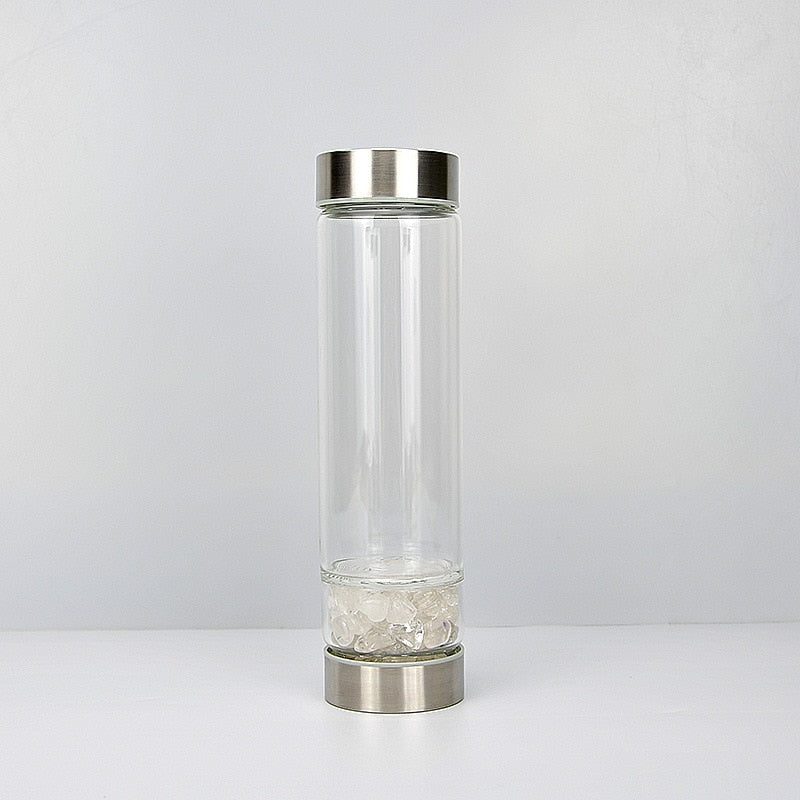 💎Traci K Beauty Gem Water Bottle- Spiritual Healing Water Bottle Crystal Quartz Energy Stone Gravel Spa Health Sport Healing Cup Portable Large Capacity Drink