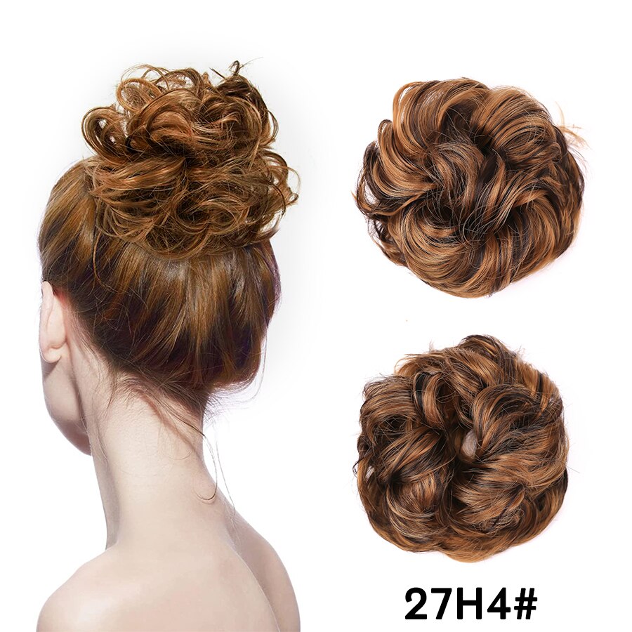 Traci K Beauty Curly Hair Bun Synthetic Hair Bun Chignon Elastic Bands Ponytail Curly Hair Extension Short Hair Messy Donut  Ponytail for Woman