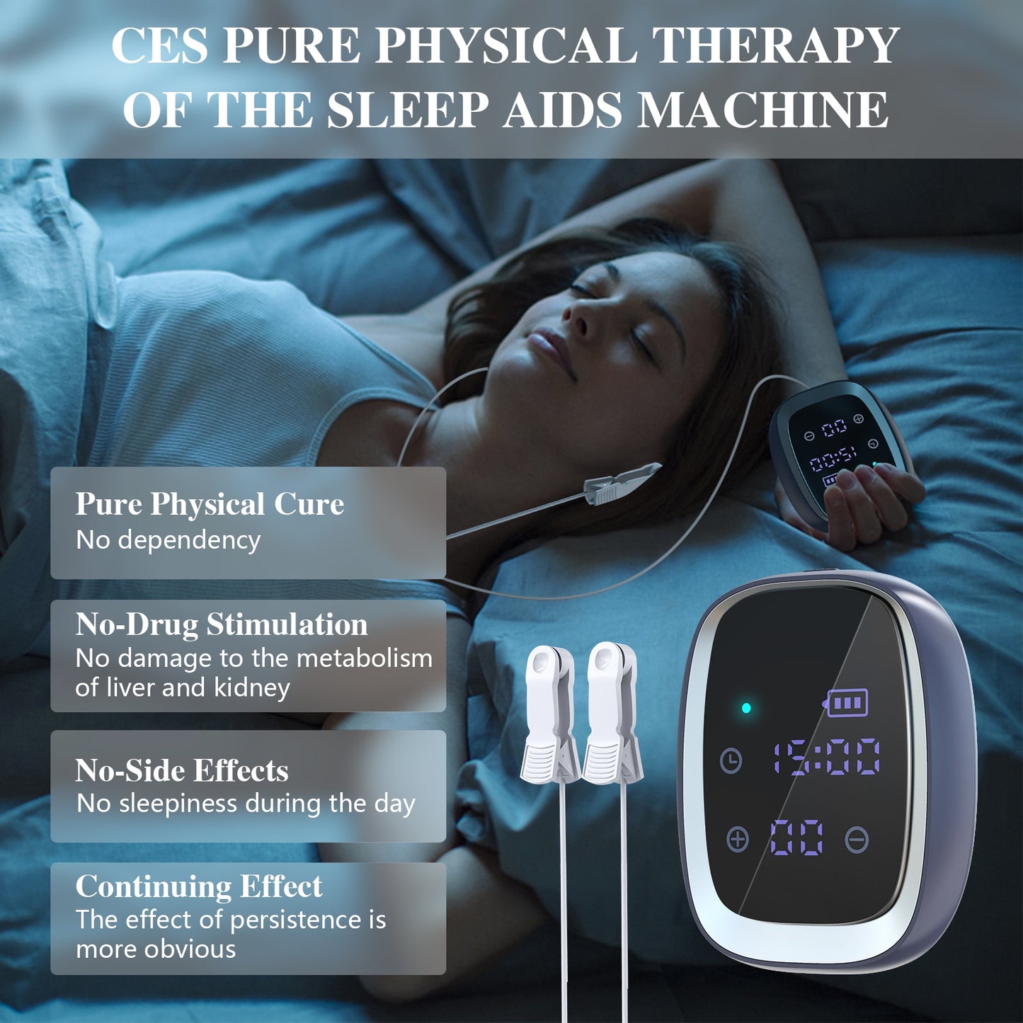 Insomnia Anxiety Depression CES Sleeping Therapy Transcranial Microcurrent Massage Tens Machine Sleep Aid Device Instrument Home