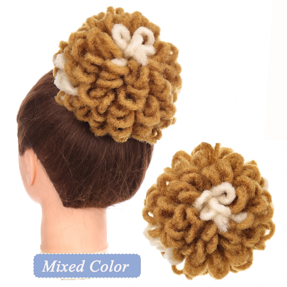 Synthetic Hair Bun Afro Chignon Drawstring Ponytail Clip In Pony Tail Black Puff Curly Women Hair Extension Hairpieces