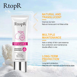 RtopR by Traci K beauty  VITAMIN C Whitening SPF50+ Lasting Sunscreen Fast Film Formation Sun Protection Hydrating Block Uv Rays Skin Care