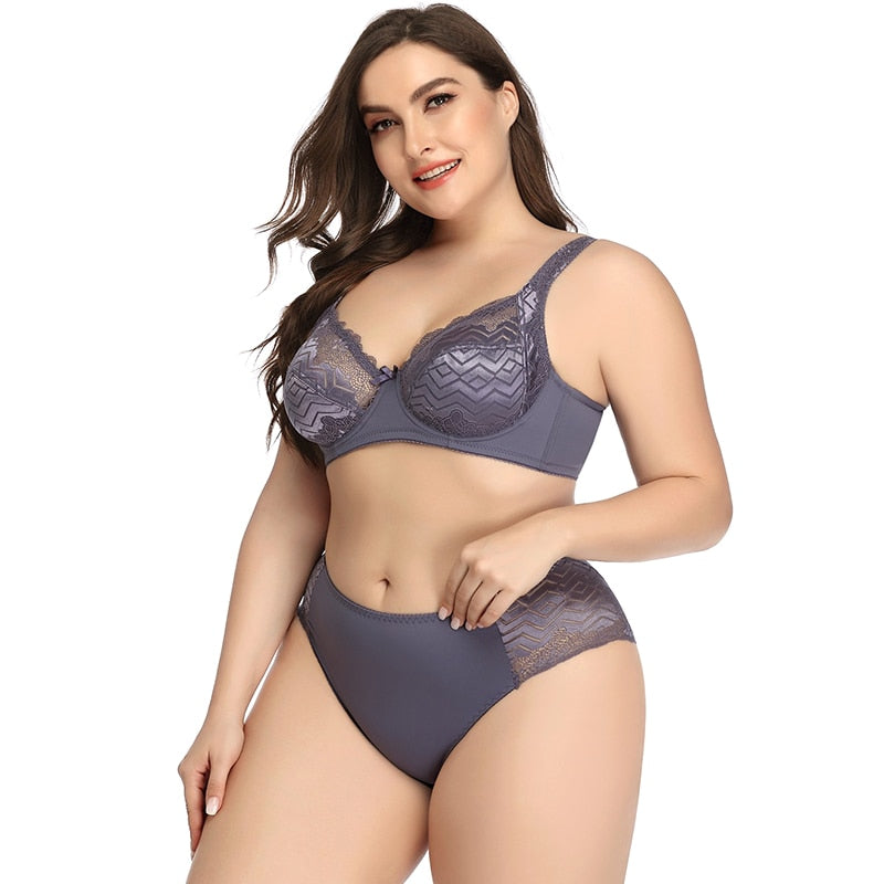 Ultra thin Large size Women's underwear Set Sexy Breathable Comfort Push up Bra Sexy Steel Free Panty Bra Lingerie Brief