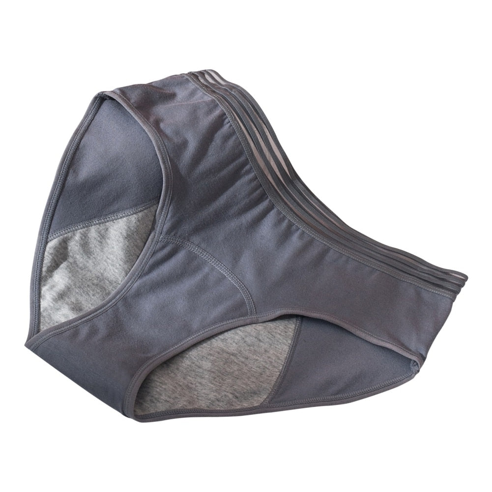 Women Leak Proof Panties Leak Proof Period Soft Cotton Mid-waist Underwear Threaded Seamless Brief Solid Color Underpants