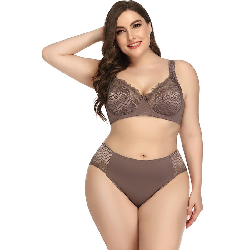 Ultra thin Large size Women's underwear Set Sexy Breathable Comfort Push up Bra Sexy Steel Free Panty Bra Lingerie Brief