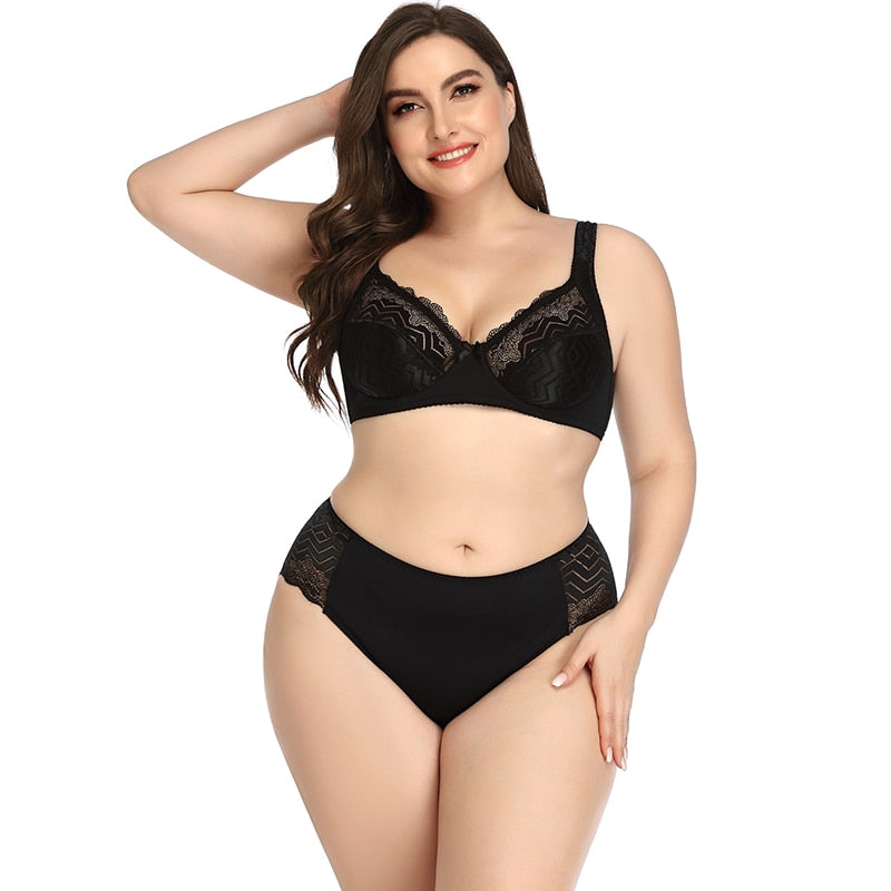 Ultra thin Large size Women's underwear Set Sexy Breathable Comfort Push up Bra Sexy Steel Free Panty Bra Lingerie Brief