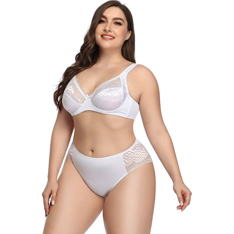Ultra thin Large size Women's underwear Set Sexy Breathable Comfort Push up Bra Sexy Steel Free Panty Bra Lingerie Brief
