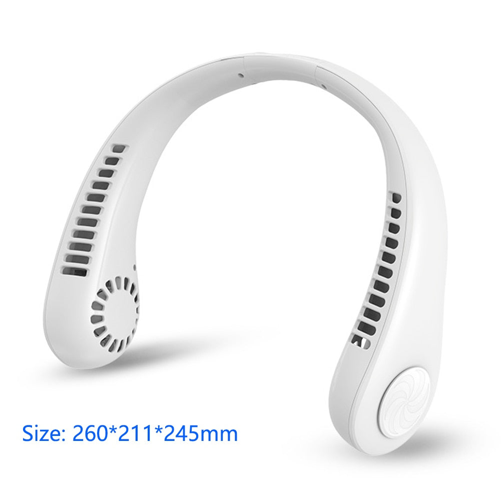 New Portable Hanging Neck Fan Bladeless Fan 3 Speed Adjustable Wearable Neckband Mute Fans USB Rechargeable Neck-mounted Cooler