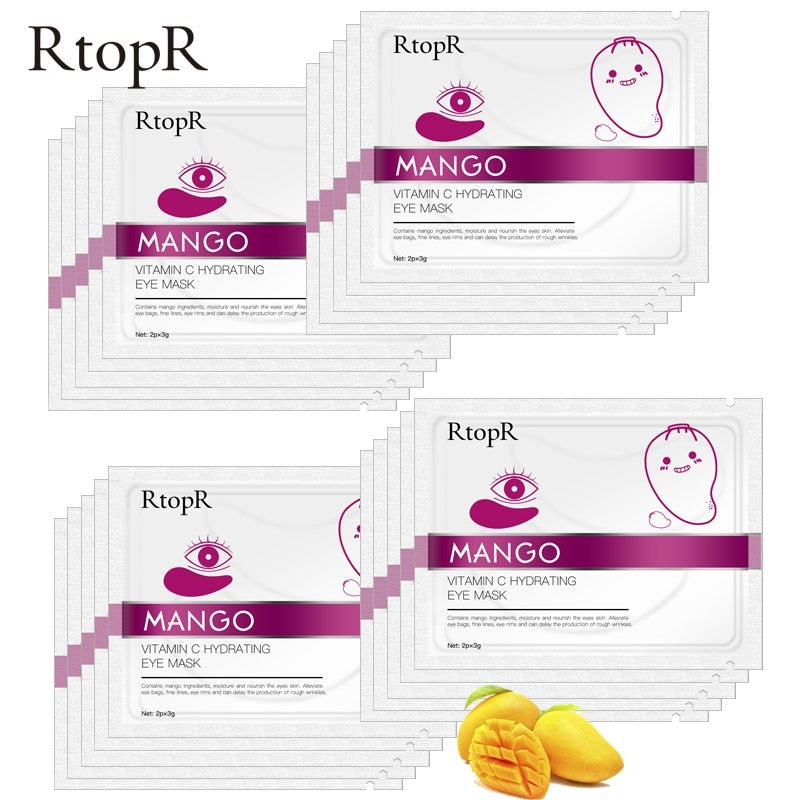 RtopR by Traci K Beauty 20Packs Mango Vitamin C Hydrating Eye Mask Anti Wrinkle Eye Patches Dark Circles Remover Face Skin Care Sheet Mask