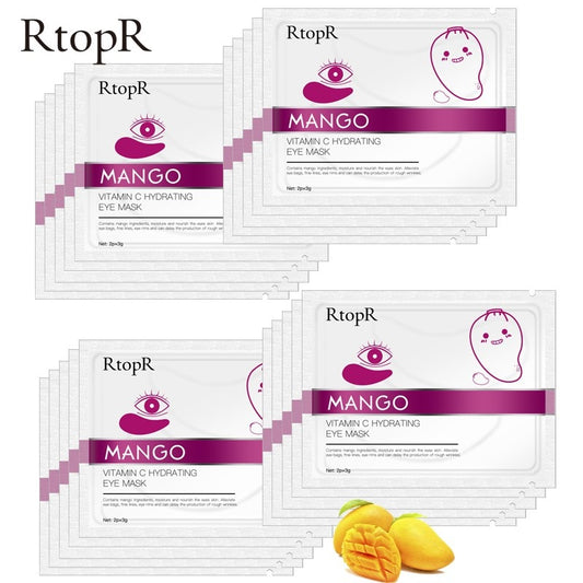 RtopR by Traci K Beauty 20Packs Mango Vitamin C Hydrating Eye Mask Anti Wrinkle Eye Patches Dark Circles Remover Face Skin Care Sheet Mask