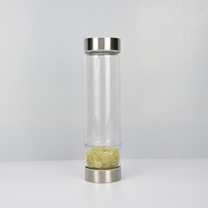 💎Traci K Beauty Gem Water Bottle- Spiritual Healing Water Bottle Crystal Quartz Energy Stone Gravel Spa Health Sport Healing Cup Portable Large Capacity Drink
