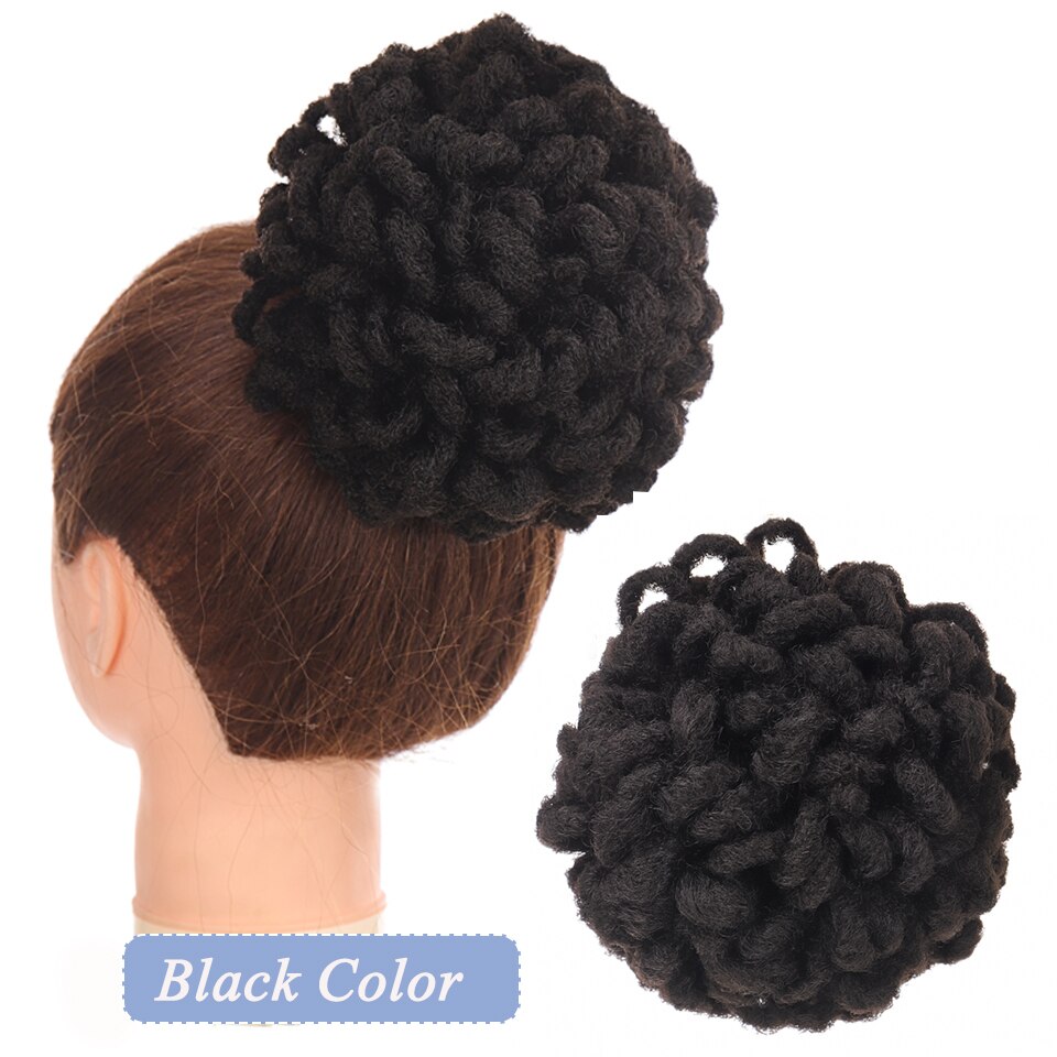 Synthetic Hair Bun Afro Chignon Drawstring Ponytail Clip In Pony Tail Black Puff Curly Women Hair Extension Hairpieces
