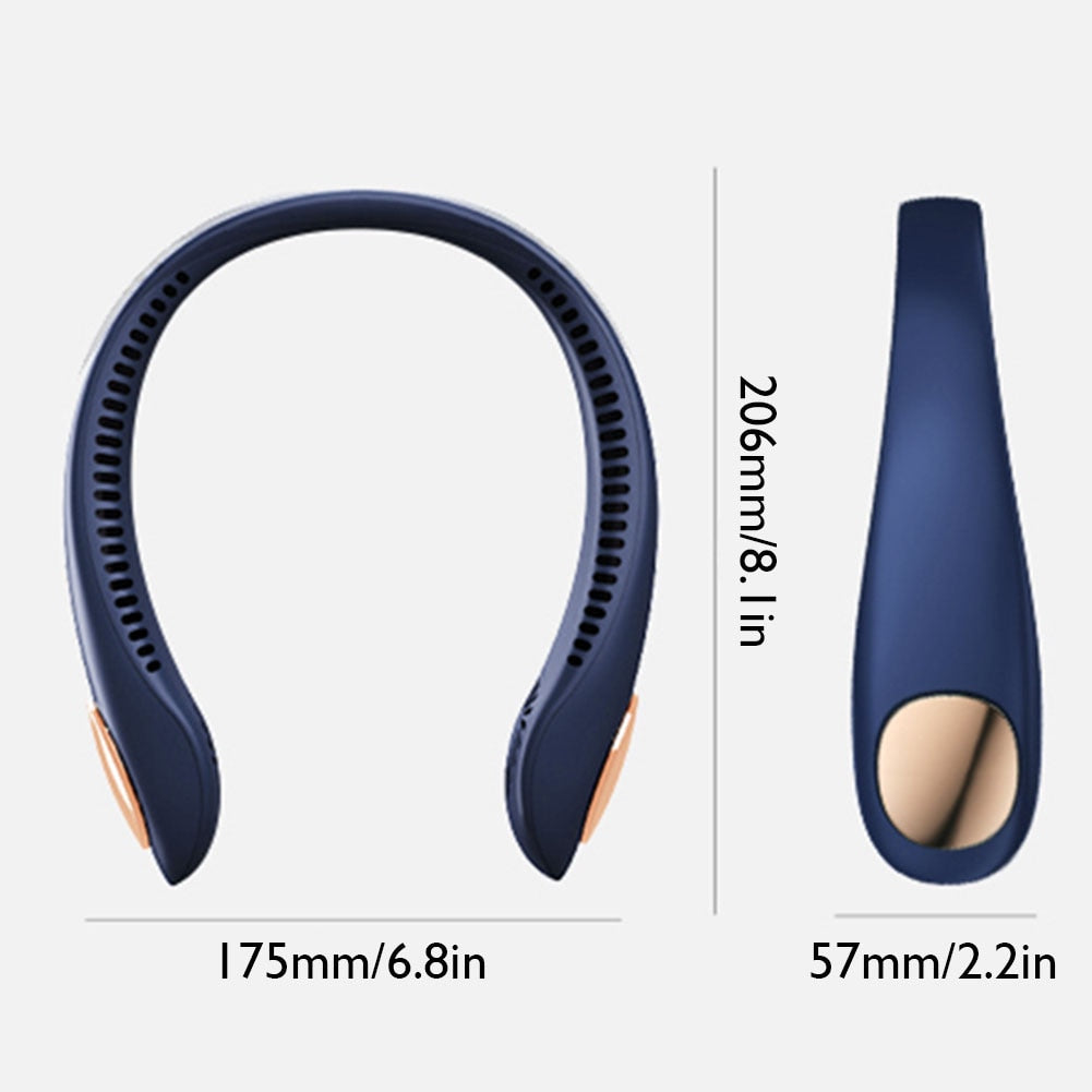 New Portable Hanging Neck Fan Bladeless Fan 3 Speed Adjustable Wearable Neckband Mute Fans USB Rechargeable Neck-mounted Cooler