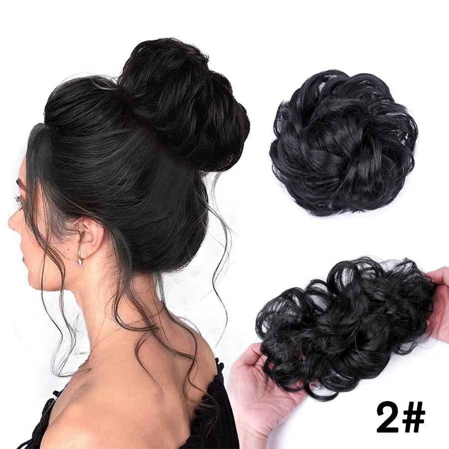 Traci K Beauty Curly Hair Bun Synthetic Hair Bun Chignon Elastic Bands Ponytail Curly Hair Extension Short Hair Messy Donut  Ponytail for Woman