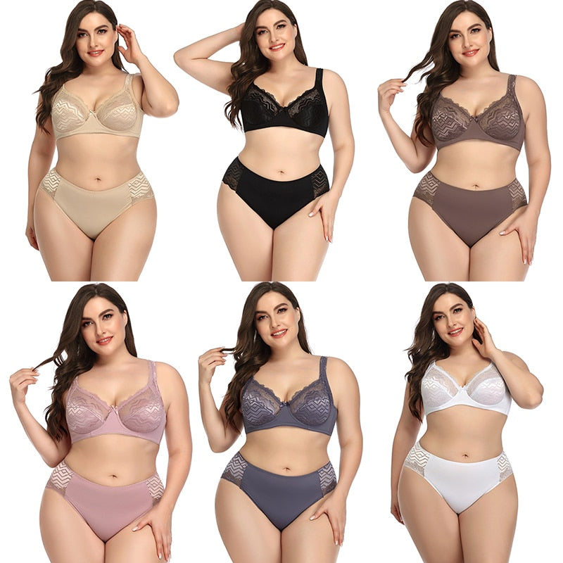 Ultra thin Large size Women's underwear Set Sexy Breathable Comfort Push up Bra Sexy Steel Free Panty Bra Lingerie Brief