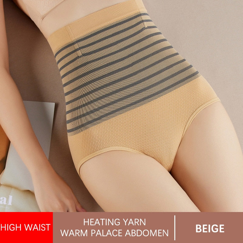 High Waist Seamless Women's Panties Cotton Briefs Plus Size Body Sculpting Menstrual Panties Hip Lift Slimming Underwear