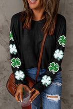 Load image into Gallery viewer, Sequin Lucky Clover Round Neck Sweatshirt
