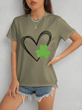 Load image into Gallery viewer, Heart Lucky Clover Short Sleeve T-Shirt
