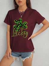 Load image into Gallery viewer, Lucky Clover Round Neck Short Sleeve T-Shirt
