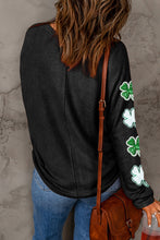 Load image into Gallery viewer, Sequin Lucky Clover Round Neck Sweatshirt
